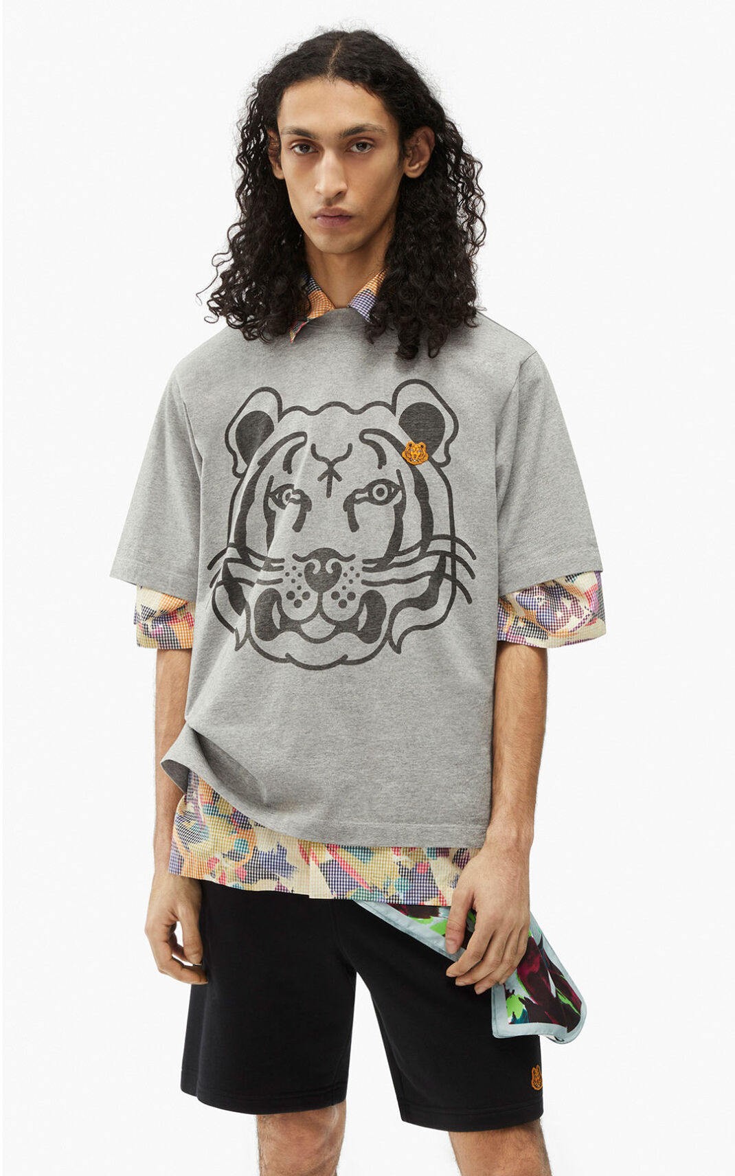 Kenzo K 虎 oversized Tシャツ メンズ グレー - ARYUTK156